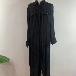 Zara Black Long Sleeve Pleated Maxi Dress Size XS